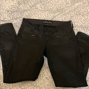 Express coated black jeans. Low rise